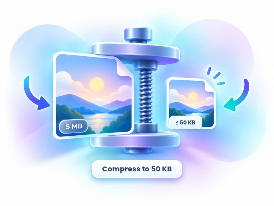 Compress image to 50KB — fit a photo or signature scan under a 50 KB upload limit in your browser
