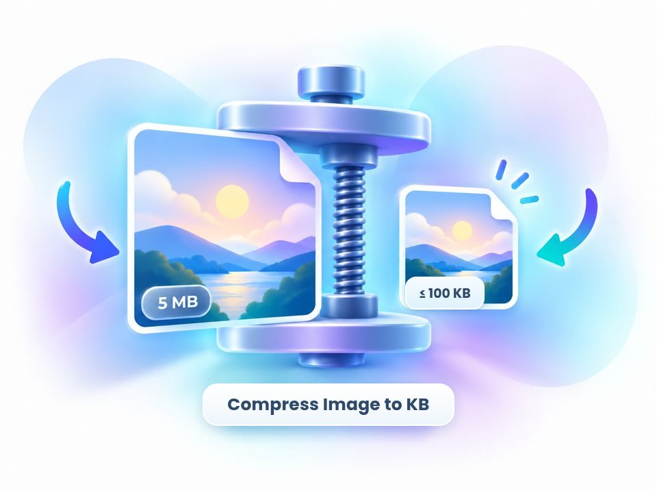 Compress image to KB — shrink a 5 MB photo to an exact target size like 100 KB in your browser