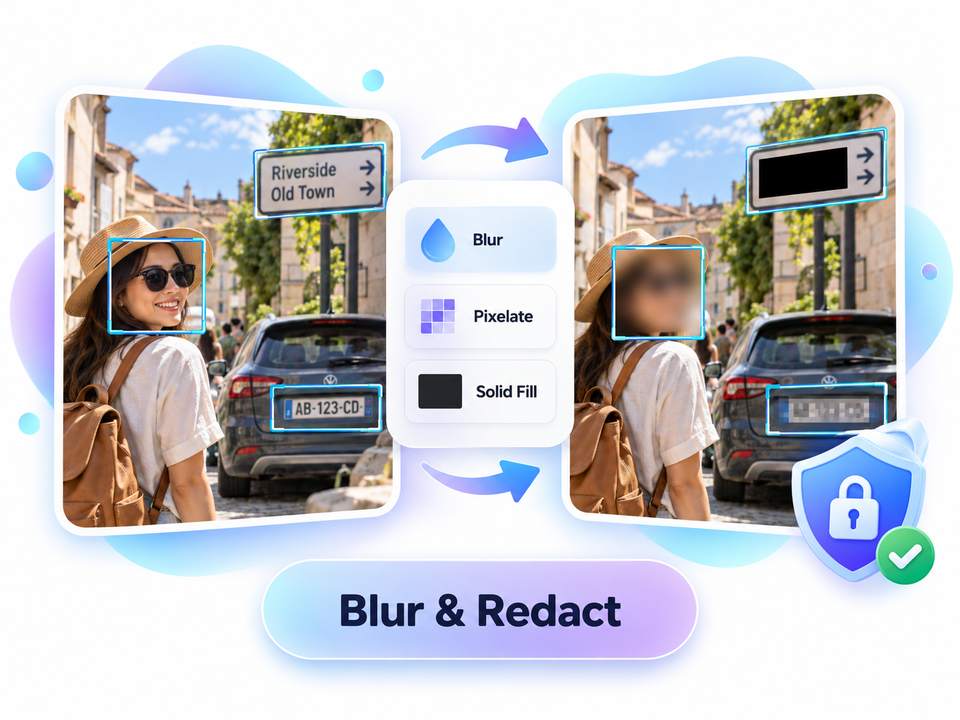 Free photo blur and redact tool — blur faces, pixelate plates, or black out text in your browser