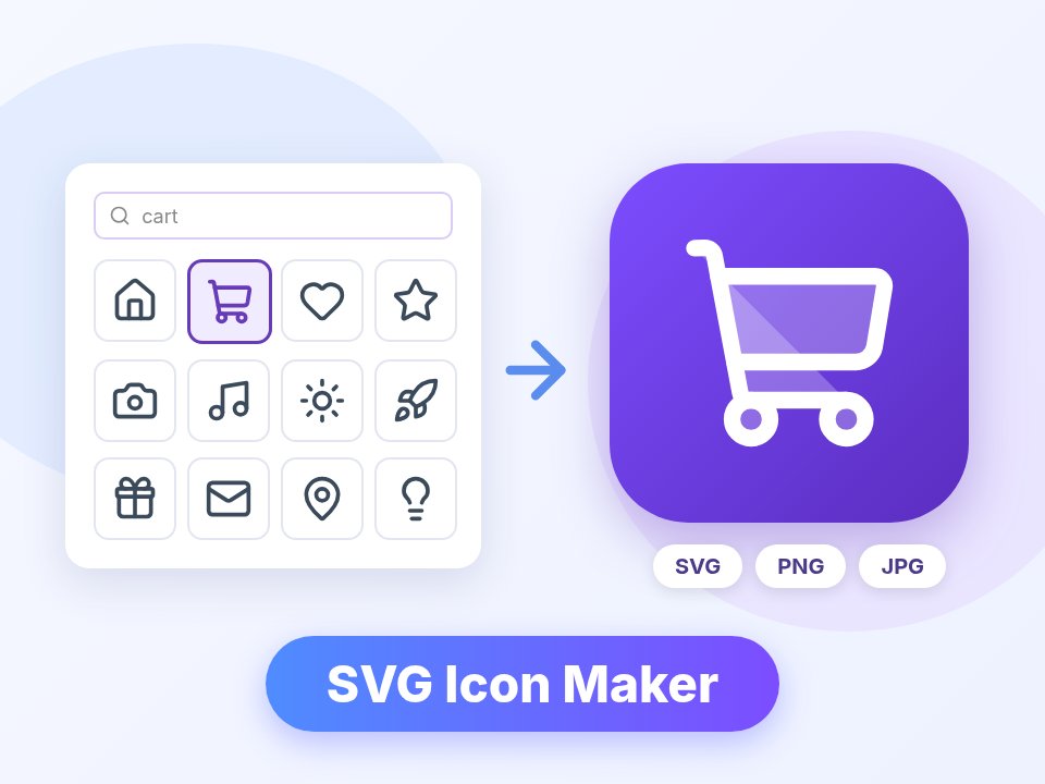 Free SVG icon maker — search vector icons, recolor them, and download SVG, PNG or JPG in your browser