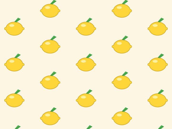 A lemon illustration repeated in a half-drop pattern on a pale background