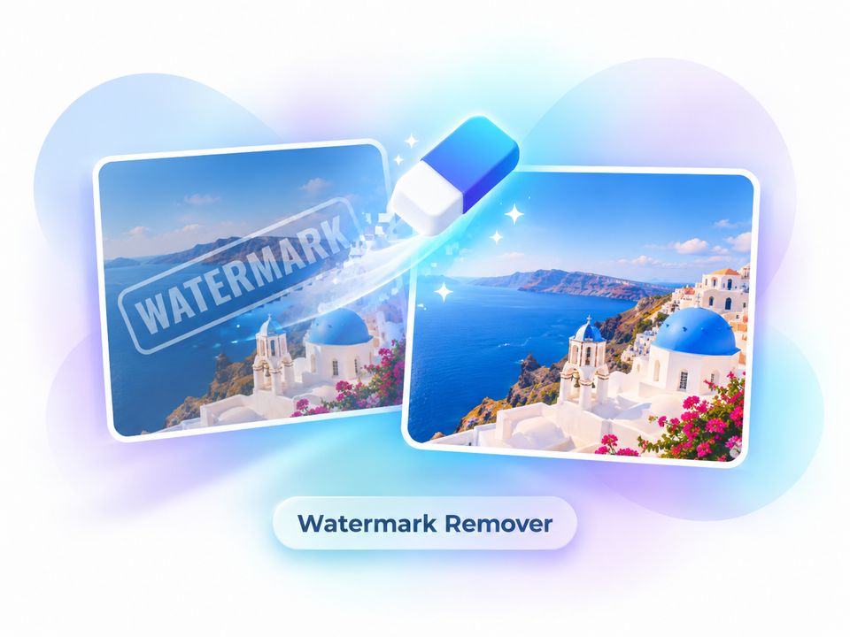 Online watermark remover tool graphic — watermark cleanup coming soon on Quick Image Tools
